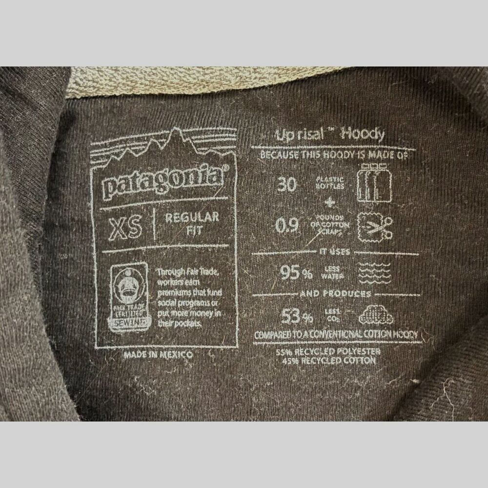 PATAGONIA Hoodie Men XS Forge Mark Uprisal Fleece Sweatshirt Pullover Black - Picture 6 of 8